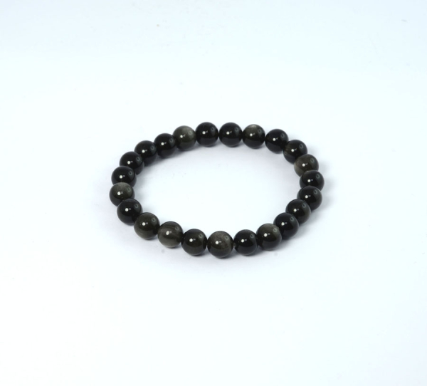 Silber-Obsidian Armband Kugel 8 mm