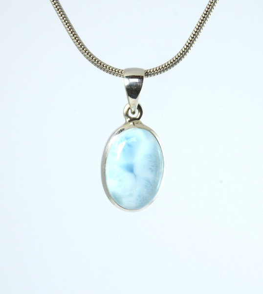 Unikat Anhänger Larimar Oval 20x13 mm