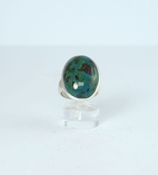 Unikat Ring Chrysokoll-Malachit Oval 25x18 mm