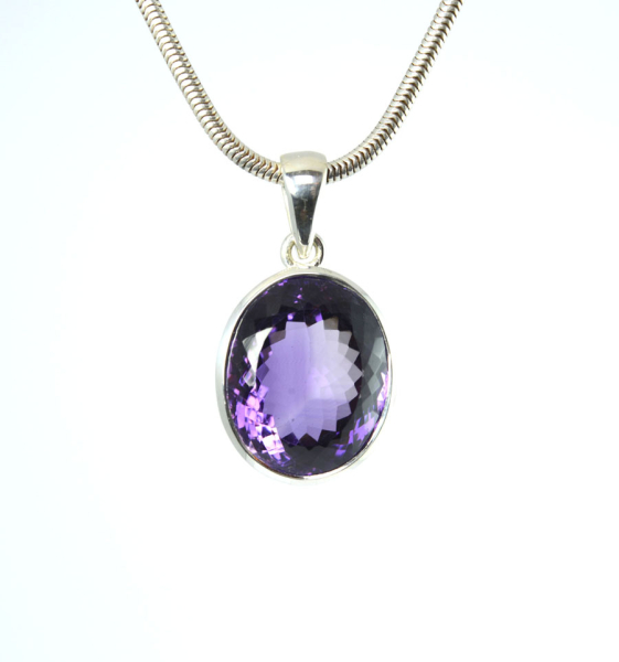 Unikat Anhänger Amethyst Oval 23x19 mm